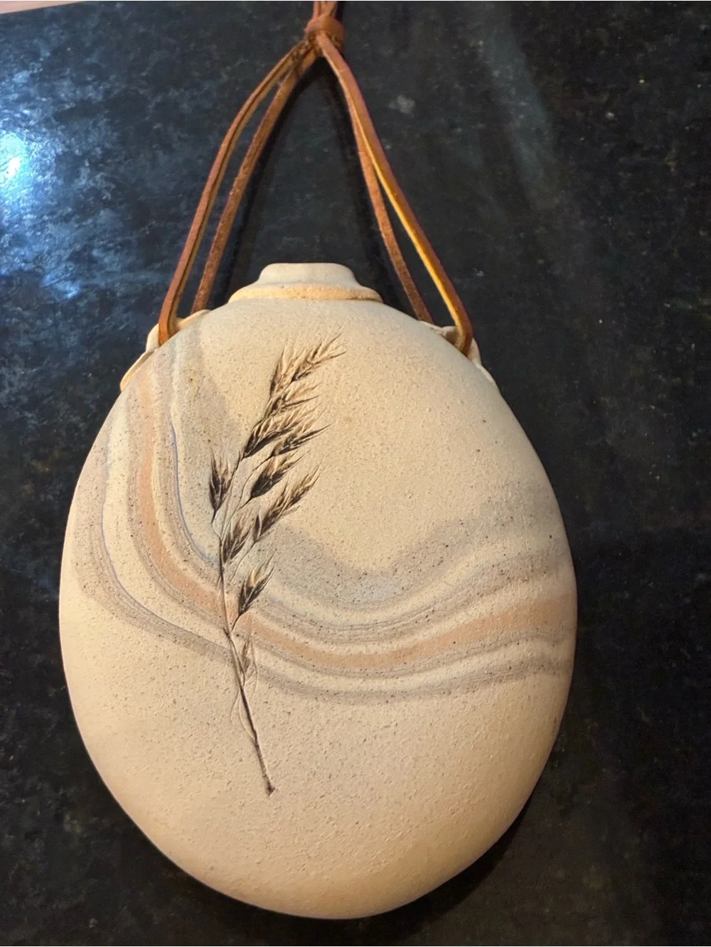 VTG Toyo Japanese Studio Pottery Ikebana Pocket Wall Vase MCM Signed